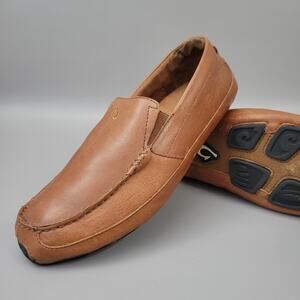OluKai Mens Akepa Moc Mens Leather Slip On Shoes M 8.5 Brown Driving Loafers